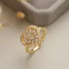 Wholesale Retro Oval Waves Heart Shape Copper Gold Plated Zircon Open Rings In Bulk