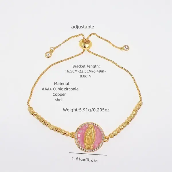 Wholesale Copper 18K Gold Plated Plating Human Virgin Mary Zircon Bracelets