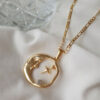 Wholesale Vintage Moon and Star Zircon Pendant Necklace