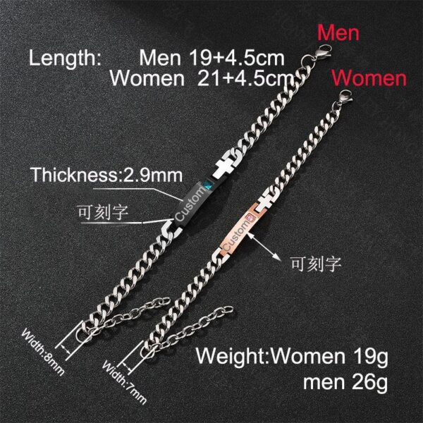 Wholesale Lettering Bracelet Stainless Steel Chain Diamond Couple Id Bracelet