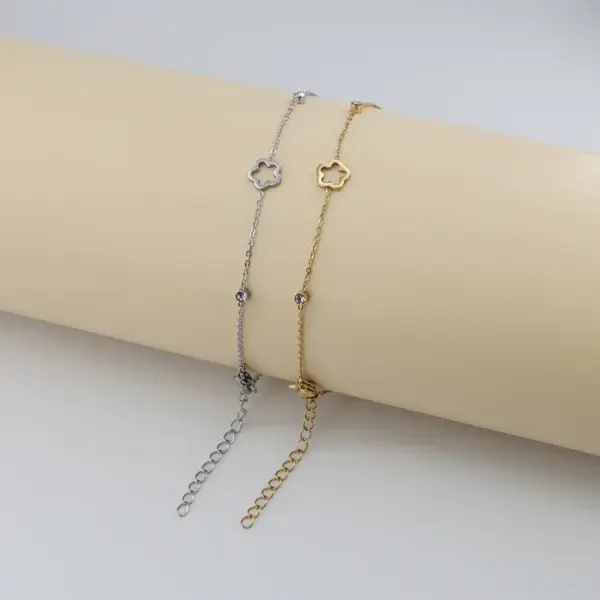 1 Piece Fairy Style Casual Beach Heart Shape Flower Butterfly 304 Stainless Steel lishing Plating Chain Rhinestones Zircon Rack Plated Long-Lasting Plated Vacuum Plating Rack Plated Long-Lasting Plated Vacuum Plating Gold Plated Women's Anklet