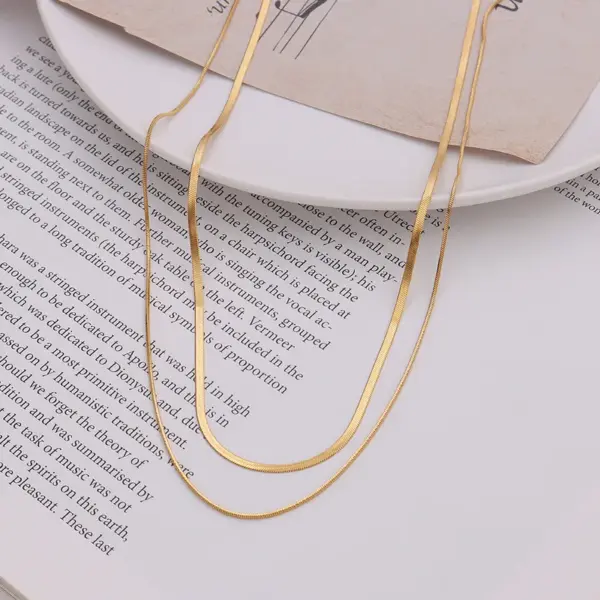 Wholesale Retro Style Double Layer Snake Bone Chain Necklace Titanium Steel Jewelry