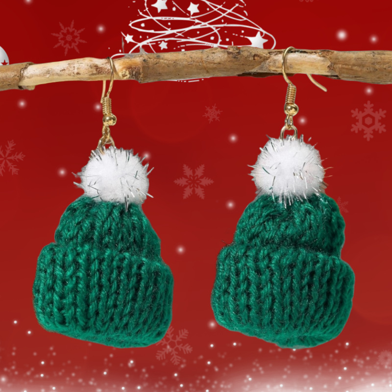 Wholesale Christmas m-m Knitted Hat Earrings