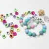 Wholesale Horizontal hole 26 letters bracelet silicone flat beads