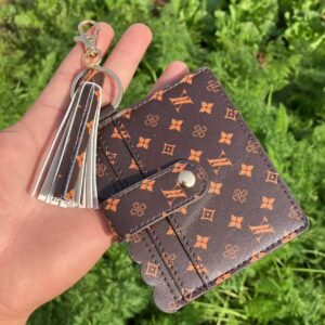 Wholesale Cross-border Amazon PU Card Case Keychain European and American Style Leopard Snake Pattern Ladies Bag Leather Tassel Pendant Pendant