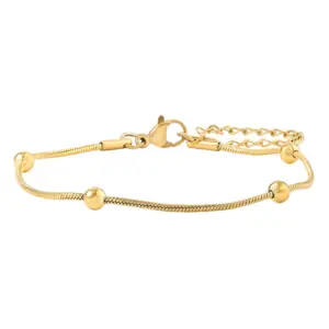 (1.2mm Wide) round Snake Clip Beads Bracelet / Length: 17 plus 5cm