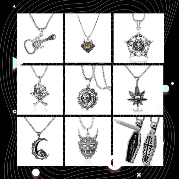 oly-159ad7e5b35f4be8561b4e53ff30a1aa Wholesale Fashion Niche Titanium Steel Necklace Men's Personality Punk Trend Chain Light Luxury Hip-Hop Pendant Accessories Cross-Border Hot Selling