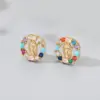 Wholesale Fashion Round Copper Inlay Zircon Ear Studs 1 Pair