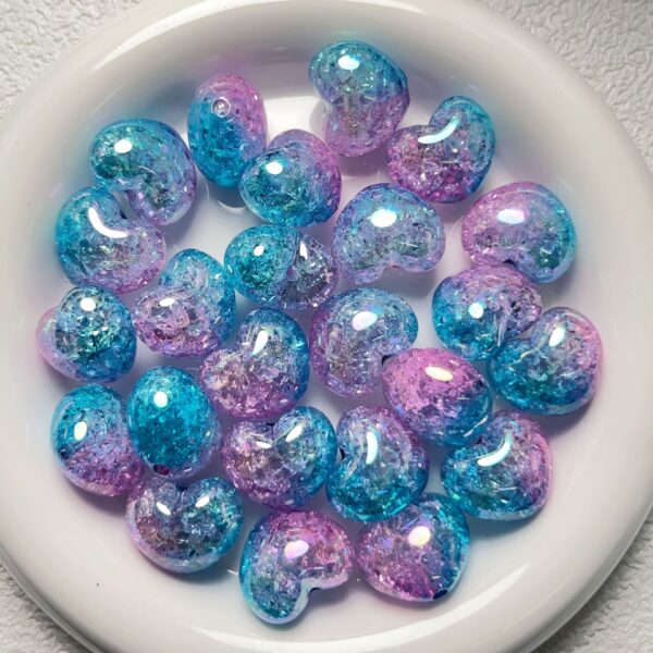 Wholesale Acrylic high goods uv color plated two-color gradient burst flower large hole love beads diy mobile phone chain material accessories