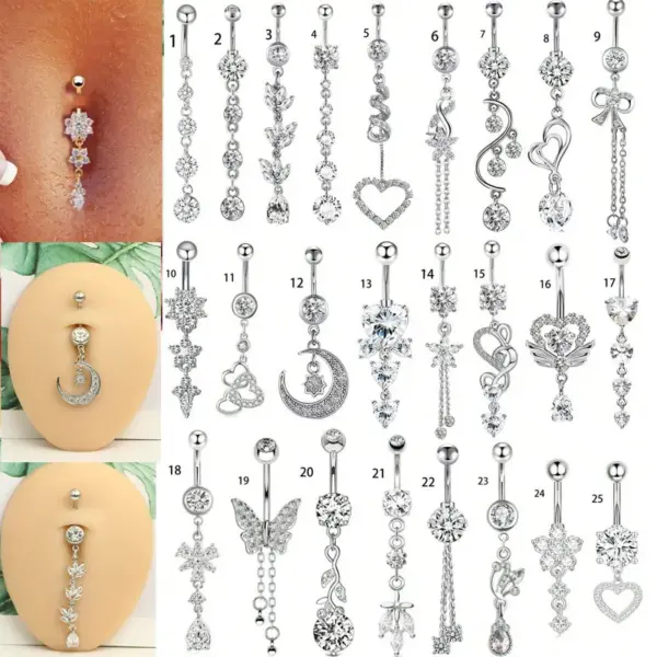 Wholesale 1 Piece Belly Rings Simple Style Classic Style Water Droplets 304 Stainless Steel Inlay Zircon Belly Rings