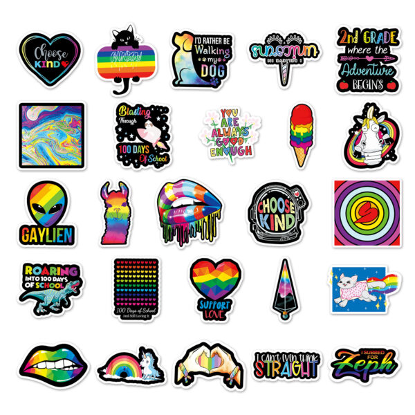 Wholesale 50 personalized DIY color rainbow graffiti cross-border ins wind laptop luggage decoration stickers