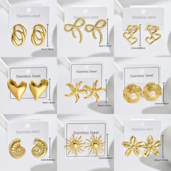 Wholesale 304 Stainless Steel Red Heart Bow Knot PVD Coated Real Gold Plated Gold Plated Casual Modern Style Simple Style Waterproof Non Tarnish Ear Studs