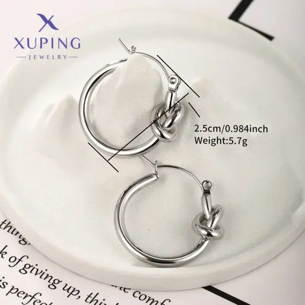 Wholesale 1 Pair Retro XUPING Simple Style Geometric Knot 304 Stainless Steel Earrings