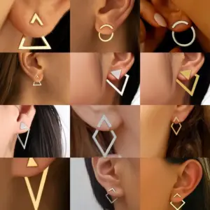 1 Pair Simple Style Geometric Plating 304 Stainless Steel Ear Studs