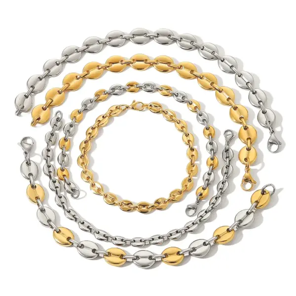 Wholesale 304 Stainless Steel Geometric Electroplating 18K Gold Plated Golden Plated Vintage Style Simple Style Plating Gold Silver Bracelets