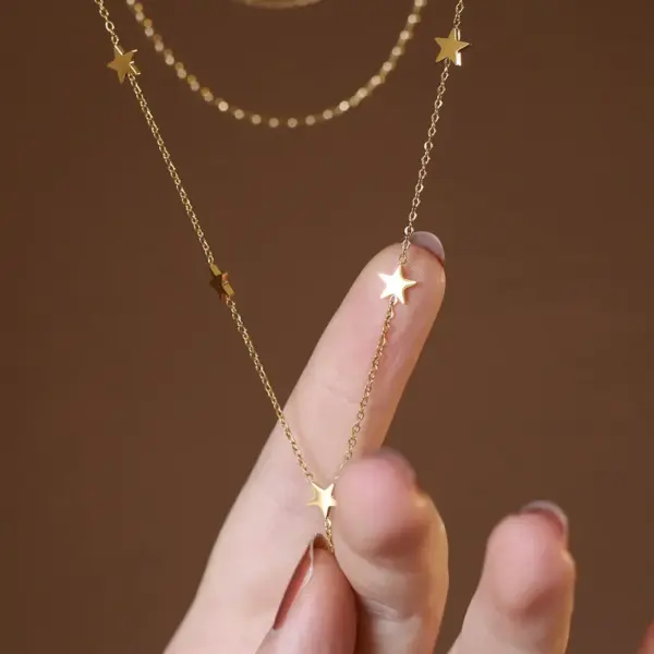 Wholesale Real Gold Plated Star 304 Stainless Steel Casual Waterproof Non Tarnish 304 Stainless Steel Pendant Necklace