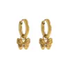 Wholesale PVD Coated 18K Gold Real Gold Plated Leaves Heart Shape Bow Knot 304 Stainless Steel IG Style Original Design French Style Waterproof Non Tarnish Earrings