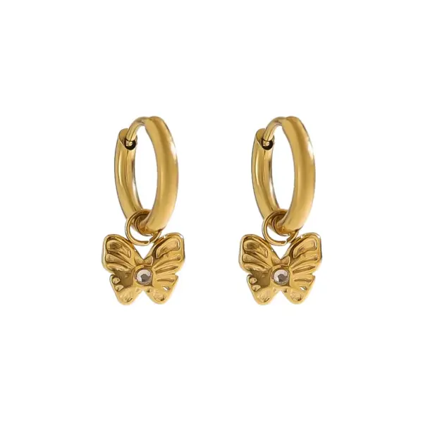 Wholesale PVD Coated 18K Gold Real Gold Plated Leaves Heart Shape Bow Knot 304 Stainless Steel IG Style Original Design French Style Waterproof Non Tarnish Earrings
