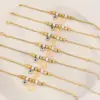Wholesale 304 Stainless Steel Copper 18K Gold Plated Retro Commute Inlay Letter Eye Rhinestones Bracelets