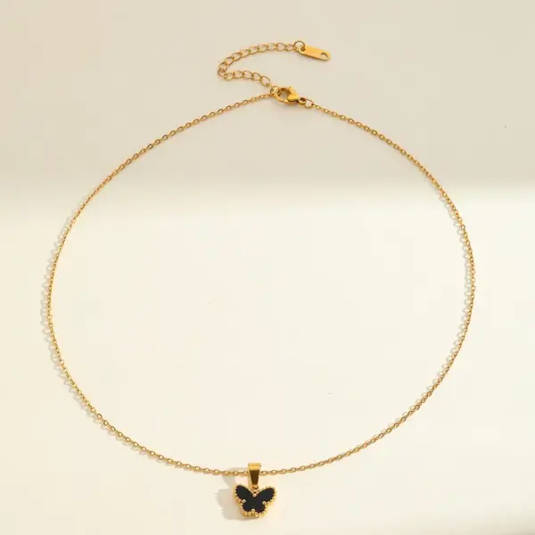 Wholesale Elegant Vintage Butterfly Shell Necklace Earrings Set Gold Plated Stainless Steel Jewelry Accessories For Women All Seasons