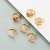 Wholesale Fashion Geometric Inlaid Zircon Alloy Artificial Gemstones Copper Earrings