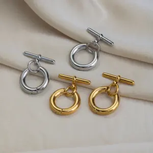 PVD Coated Real Gold Plated 18K Gold Solid Color 201 Stainless Steel Streetwear Waterproof Non Tarnish Earrings
