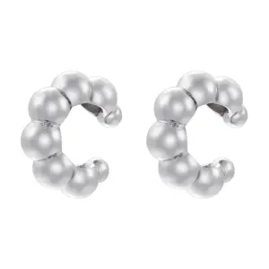 Ve1154 White Gold Color C- Shaped round Beads 1 Pair