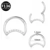 Wholesale 1 Piece Nose Rings & Studs Princess Sexy Pastoral Round Pure Titanium Plating Inlay Zircon White Gold Plated Gold Plated Nose Rings & Studs Nose Pin