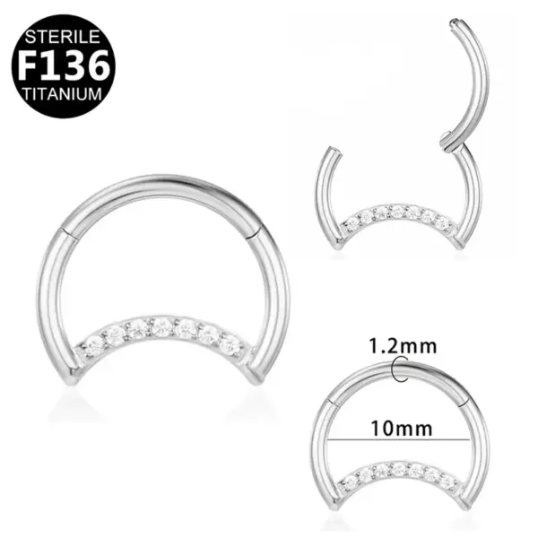 Wholesale 1 Piece Nose Rings & Studs Princess Sexy Pastoral Round Pure Titanium Plating Inlay Zircon White Gold Plated Gold Plated Nose Rings & Studs Nose Pin
