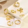Wholesale 304 Stainless Steel Geometric Heart Shape Flower PVD Coated Stone-Free 18K Real Gold Plated IG Style Classic Style Waterproof Non Tarnish Plating Open Rings