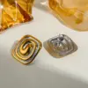 PVD Coated Real Gold Plated 18K Irregular Spiral 304 Stainless Steel IG Style Modern Classic Waterproof Non Tarnish Ear Studs