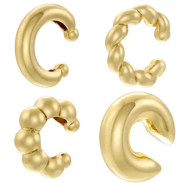 1 Pair Casual Vintage Style Simple Style C Shape Plating Copper 18k Gold Plated Earrings