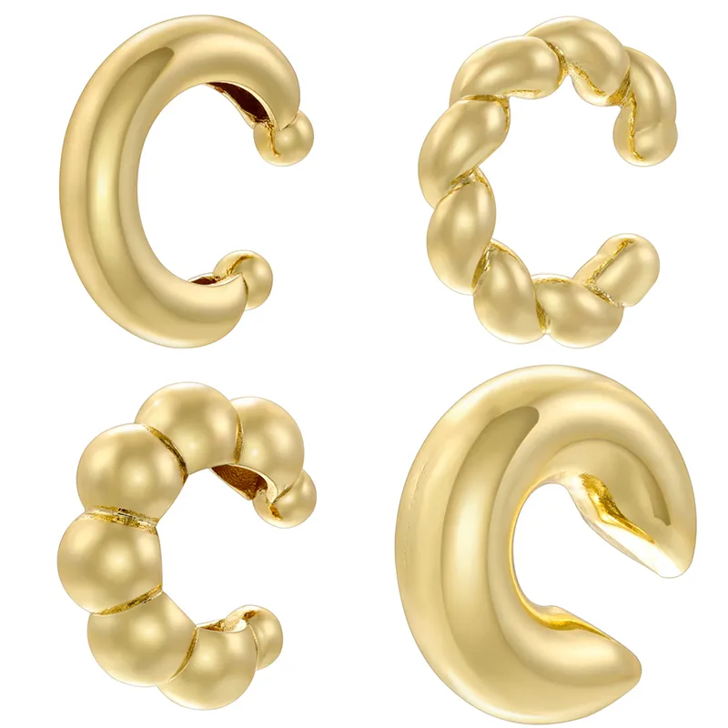 Wholesale 18k Gold Plated Copper C Shape Earrings for Women Casual Vintage Style