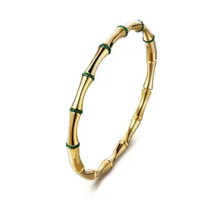 40A-D-5 Bamboo Section Inlaid with Green Diamond