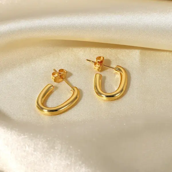 Wholesale Fashion Geometric Plating 304 Stainless Steel No Inlaid PVD Coated Earrings