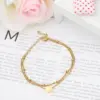 Wholesale PVD Coated 18K Gold Real Gold Plated Heart Shape Stainless Steel Simple Style Waterproof Non Tarnish 304 Stainless Steel Bracelets