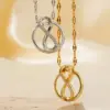 Wholesale 304 Stainless Steel Copper K Gold Plated Rhodium Plated Plating Inlay Circle Infinity Zircon Pendant Necklace