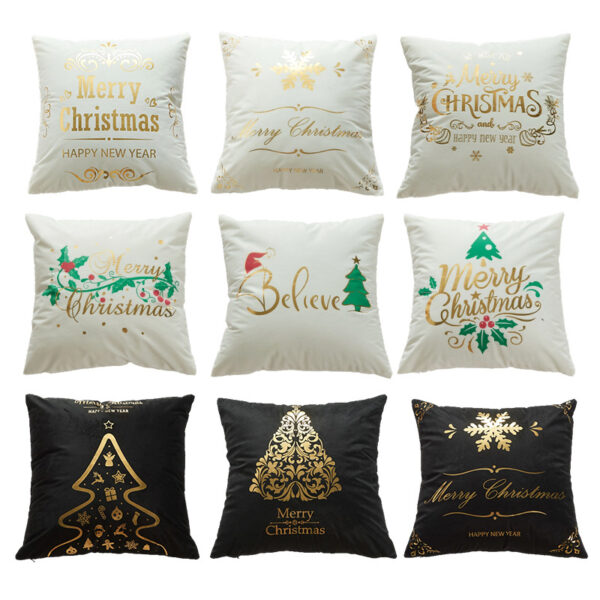 Wholesale Christmas atmosphere gold-stamping festive pillowcase