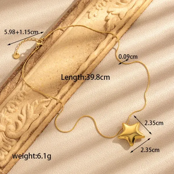 Wholesale PVD Coated Star 304 Stainless Steel French Style Simple Style Waterproof Non Tarnish Earrings Necklace