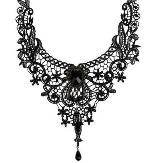 oly-15e69aeed6e3ca324a833b62d0986bd1 Wholesale Gothic choker lace necklace women's necklace simple exaerated black clavicle chain fake collar handmade jewelry