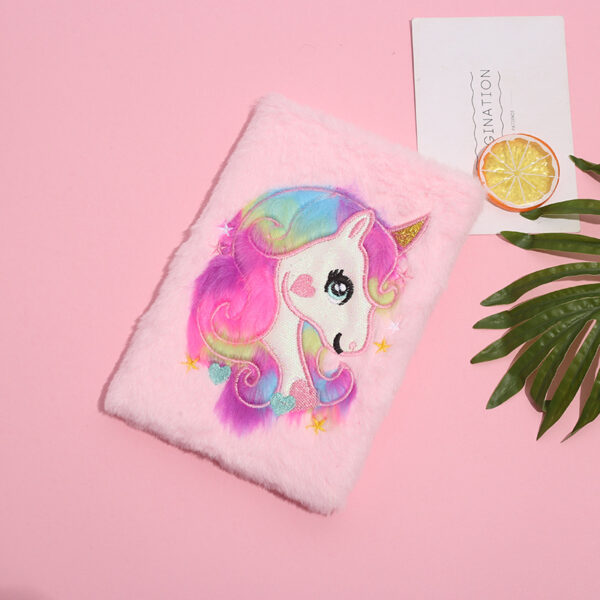 oly-15e6dc61309a852a1d666997699df8bc Wholesale Colorful Plush Unicorn Notebook Cartoon Fantasy Girl Plush Notebook