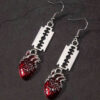Wholesale 1 pair of men's pendant earrings with vintage gothic hearts and blade design