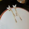 Wholesale 1 Pair Simple Style Butterfly Inlay Copper Zircon Drop Earrings