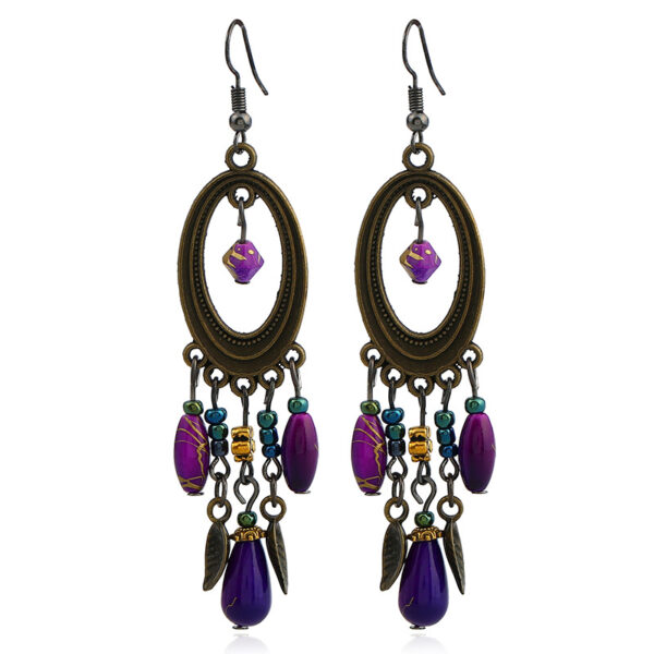 Wholesale Retro long earrings European and American geometric tassel long earrings earrings Bohemia handmade jewelry