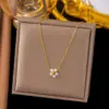 PVD Coated Real Gold Plated 18K Gold Round Flower 304 Stainless Steel Simple Style Waterproof Non Tarnish 304 Stainless Steel Necklace