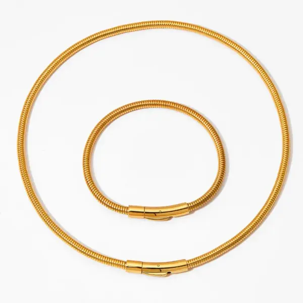 Wholesale PVD Coated Real Gold Plated 16K White Plating Solid Color 304 Stainless Steel Simple Style Waterproof Non Tarnish Bracelets Necklace