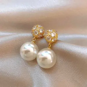 33-Pearl Zircon Earrings