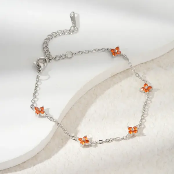 Wholesale Small Flower Zircon Tassel Exquisite Copper Bracelet Unisex Daily Accessories Birthday Gift