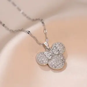 225-3 Full Zirconium Necklace-Silver