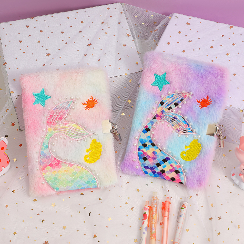 Wholesale Tail plush notebook with lock diary